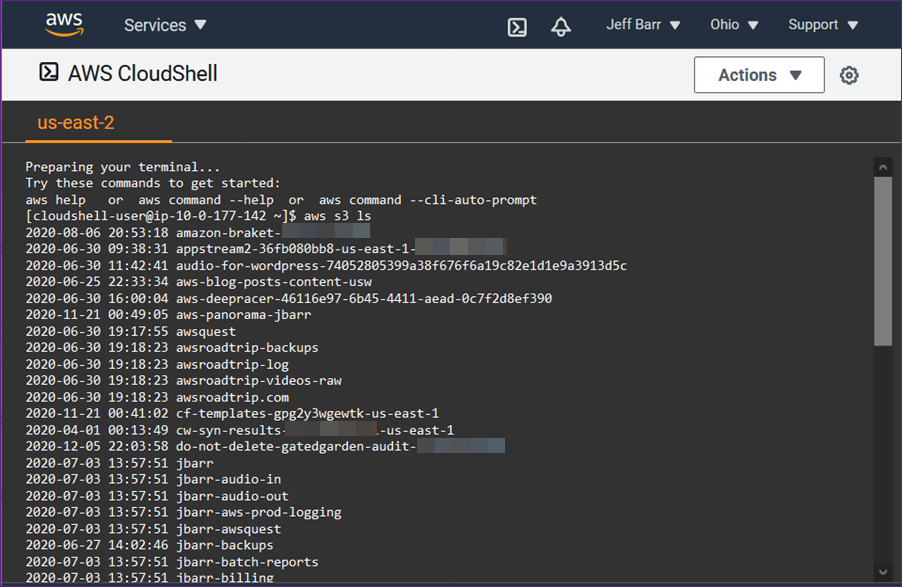 AWS Cloudshellコマンド