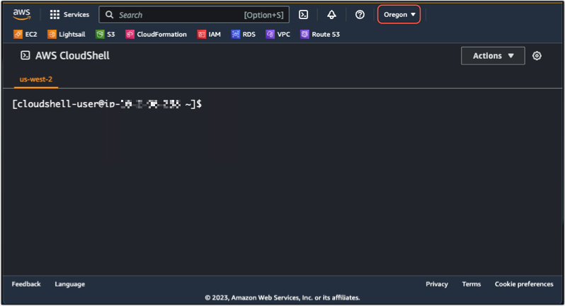 AWS CloudShellの画面